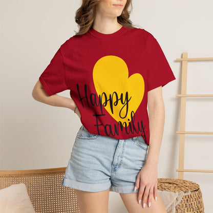 Happy Family Peaceful Paradise Tee Cherished Space Heartfelt Haven Unisex Heavy Cotton T-Shirt