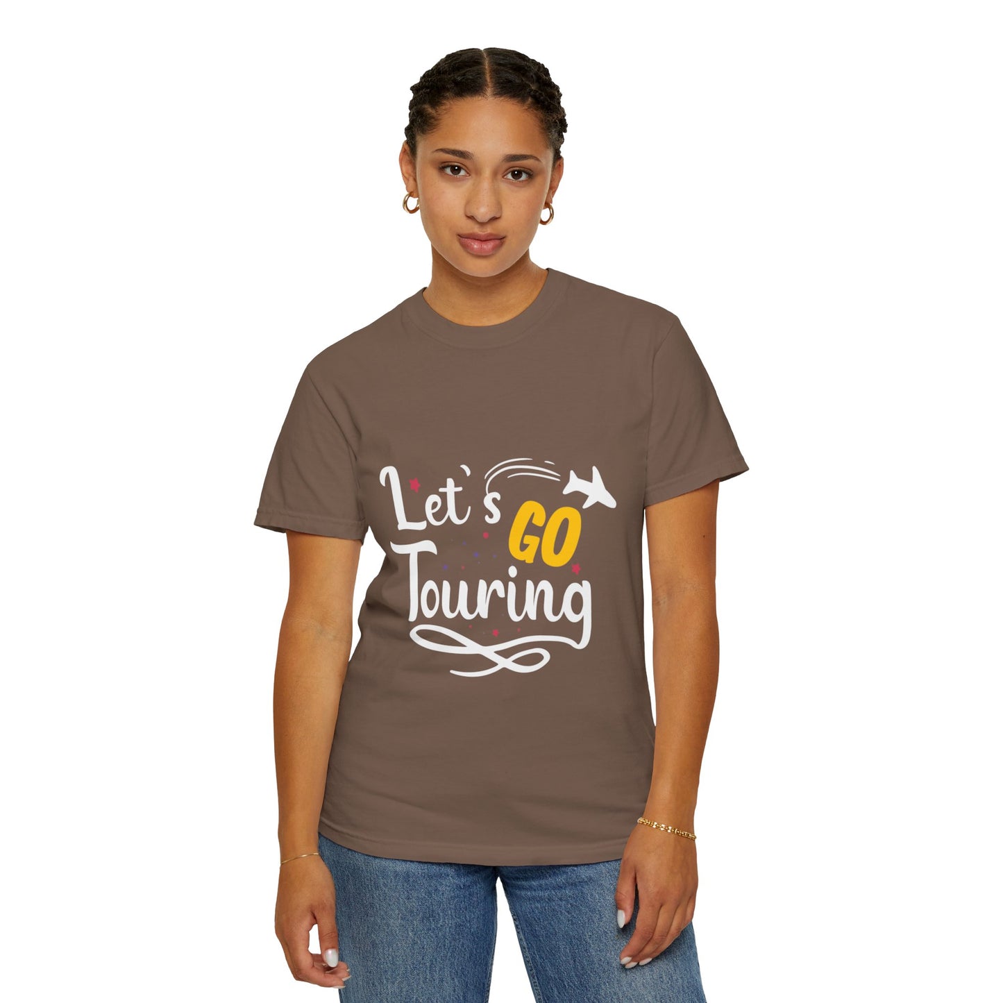 Let’s Go Touring Trendy Tee Travel Addict Exploring Adventurous Tour Lover Tourist Journey Unisex Heavy Cotton T-Shirt