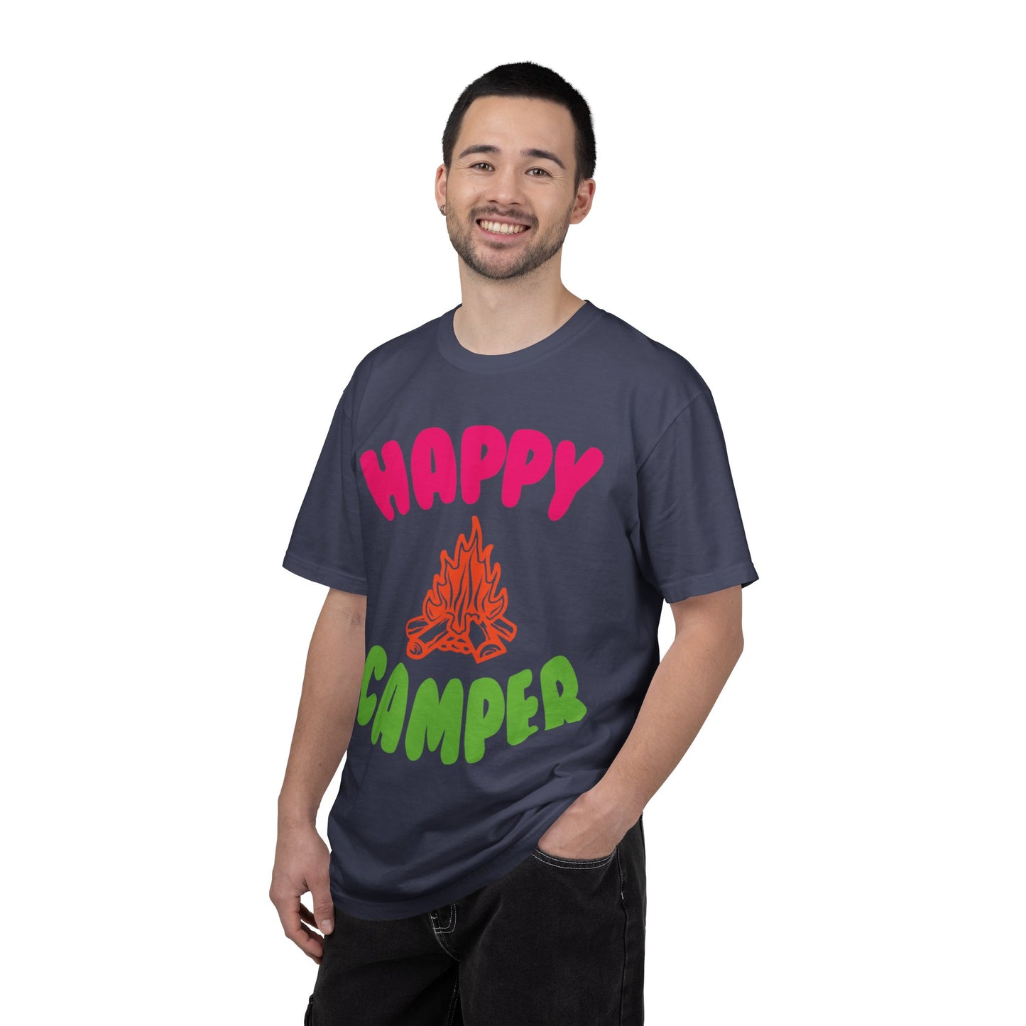 Happy Camper Freedom Fighter Adventure Lovers Tee Nature Exploration Bonfire Travel Van Unisex Heavy Cotton T-Shirt