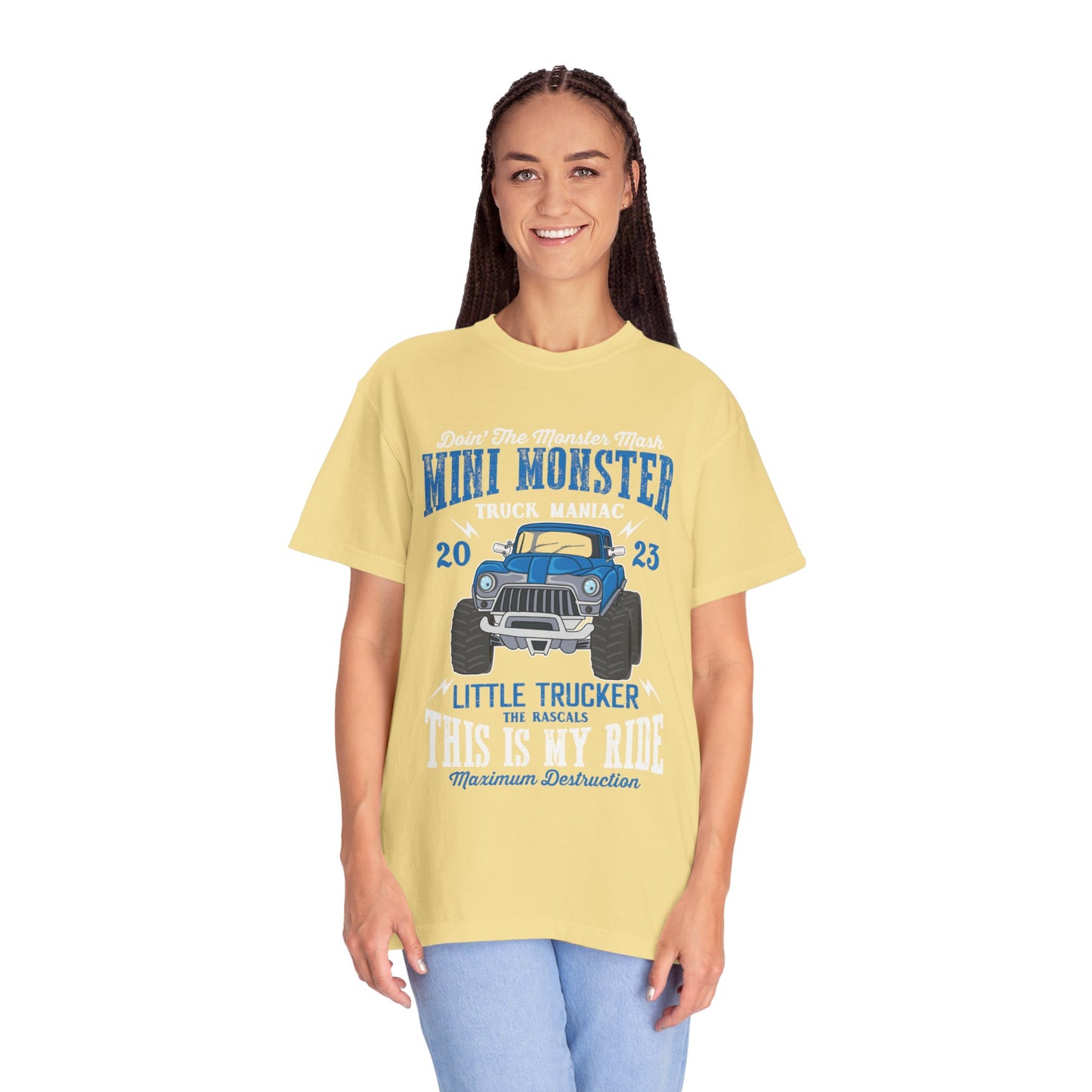 Funny Mini Monster Truck Manic Speed Truck Power Sarcastic Extreme Adventure Four-Wheel Drive Unisex Heavy Cotton T-Shirt