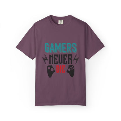 Gamers Never Die Warriors Tee Non-Stop Playing Obsession Mastery Thrill Unisex Heavy Cotton T-Shirt