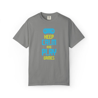 Funny Keep Calm And Play Games Pro Gamer Skills Gaming Mindset Sarcastic Gameplay Optimization Unisex Heavy Cotton T-Shirt