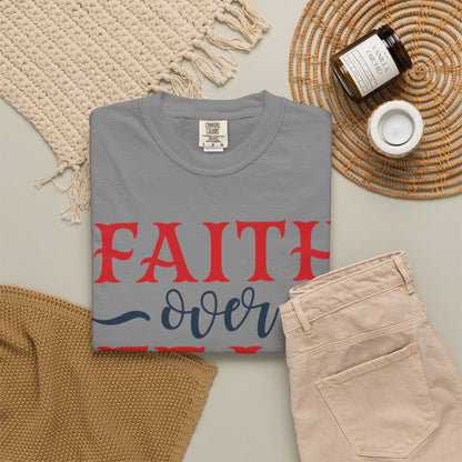 Faith Over Fear Stop Wishing Start Doing Action Goal Setting Modern Tee Achievement Self-Improvement Unisex Heavy Cotton T-Shirt