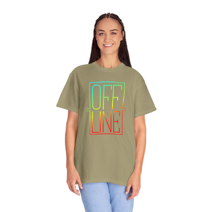 Offline Graphic T-Shirt — Retro Neon Text Tee