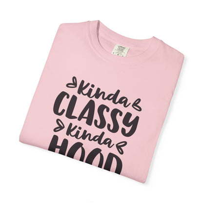 Kinda Classy Kinda Hood Street Style Tee High-Low Fashion Versatile Style Classy Attitude Unisex Heavy Cotton T-Shirt