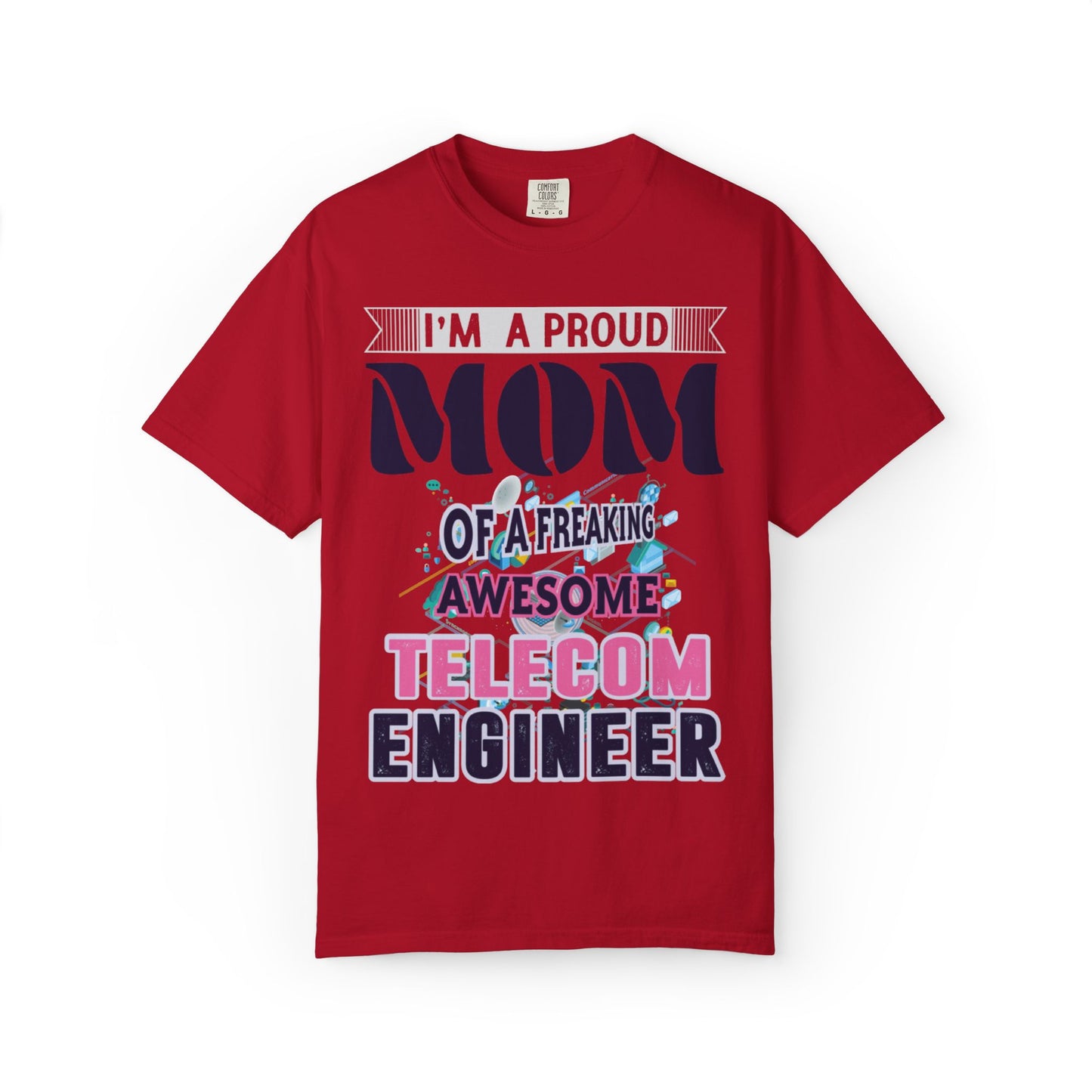Proud Mom Telecom Engineer Mobile Technology Signal Processing Digital Communication Radio Frequencies Unisex Heavy Cotton T-Shirt
