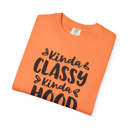 Kinda Classy Kinda Hood Street Style Tee High-Low Fashion Versatile Style Classy Attitude Unisex Heavy Cotton T-Shirt