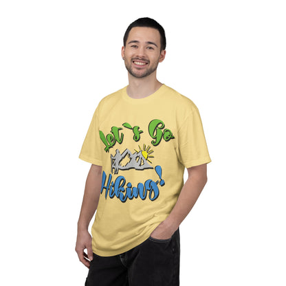 Let’s Go Hiking! Trendy Tee Adventure Mountain Hut Fun Activities Unisex Heavy Cotton T-Shirt