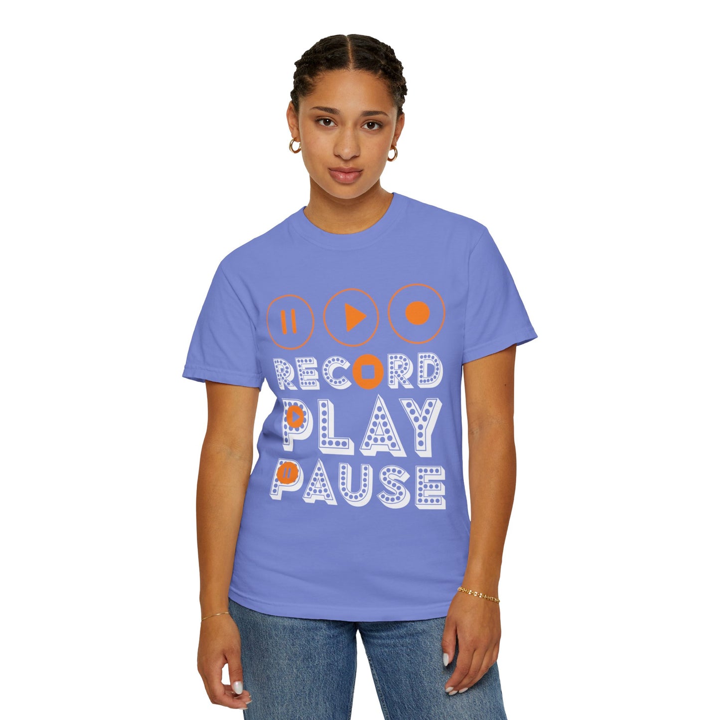 Thrilling Record Play Pause Playback Actions Sound Management Audio Functions Unisex Heavy Cotton T-Shirt