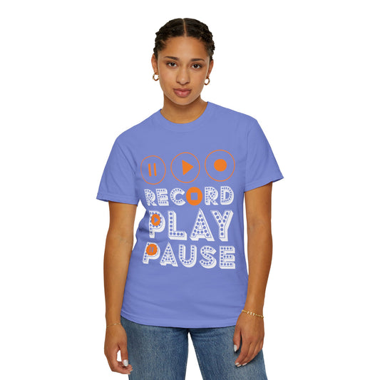 Thrilling Record Play Pause Playback Actions Sound Management Audio Functions Unisex Heavy Cotton T-Shirt