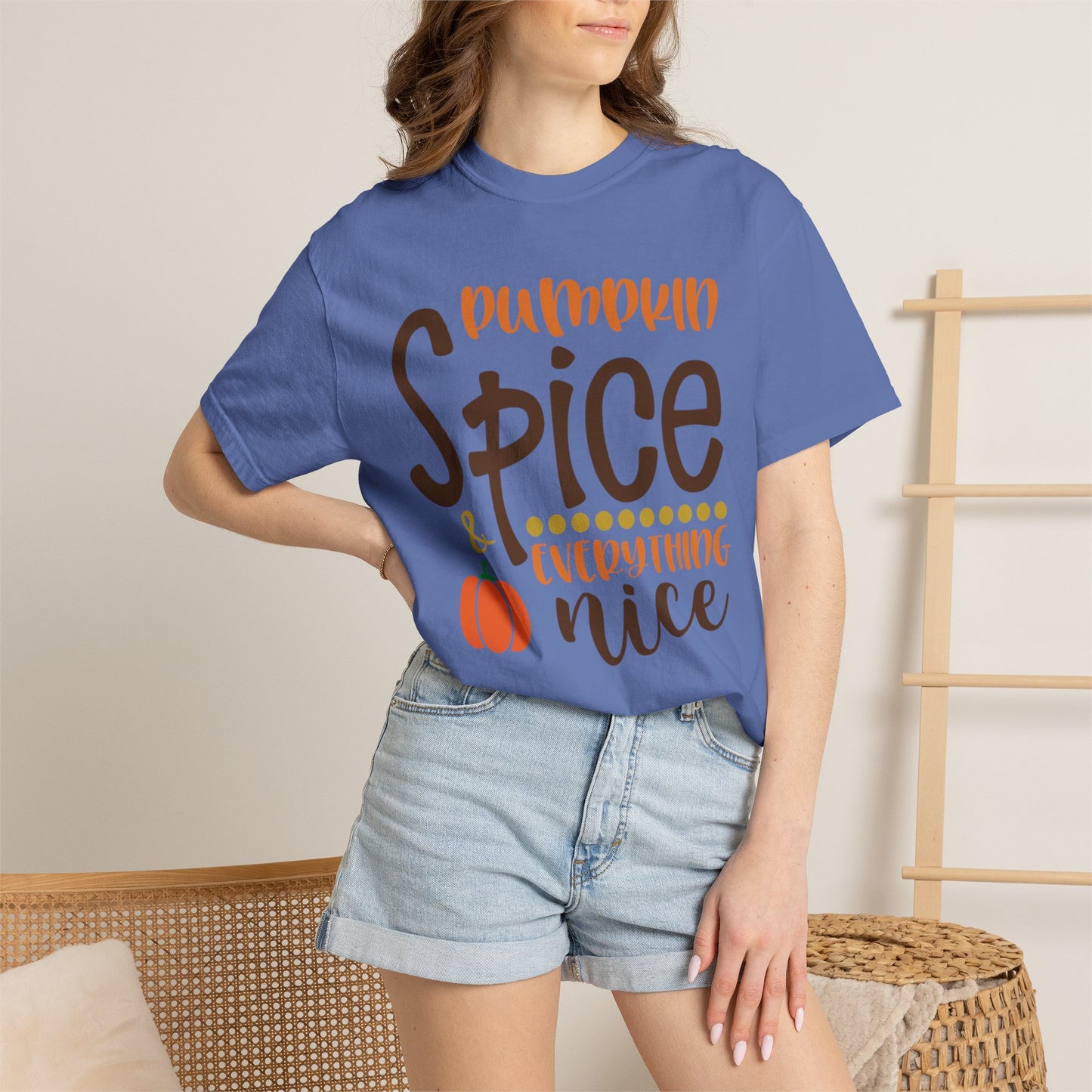 Pumpkin Spice & Everything Nice Halloween Autumn Delight Pumpkin Lovers Tee Seasonal Spices Fall Fusion Unisex Heavy Cotton T-Shirt