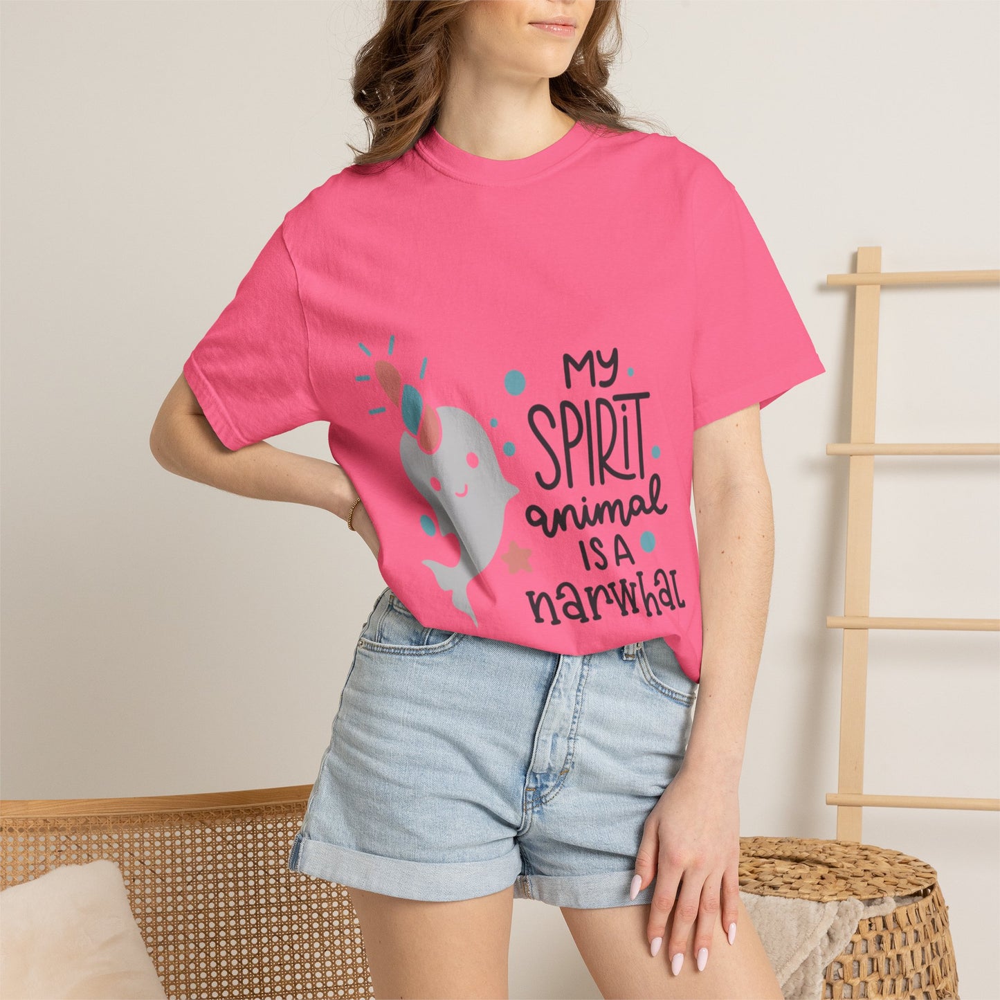 My Spirit Animal Is a Narwhal Unicorn Of The Sea Tusk Tee Inuit Culture Migration Unisex Heavy Cotton T-Shirt