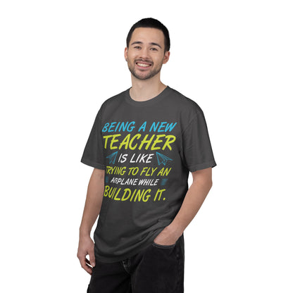 Exciting Being A New Teacher Is Like Trying To Fly An Airplane Professional Development Role Model Unisex Heavy Cotton T-Shirt