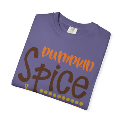 Pumpkin Spice & Everything Nice Halloween Autumn Delight Pumpkin Lovers Tee Seasonal Spices Fall Fusion Unisex Heavy Cotton T-Shirt