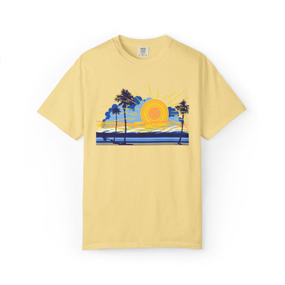 Sunset And Beach Summer Trendy Tee Sunshine Days Ice Cream Summer Camp Beachcombing Anchor Unisex Heavy Cotton T-Shirt