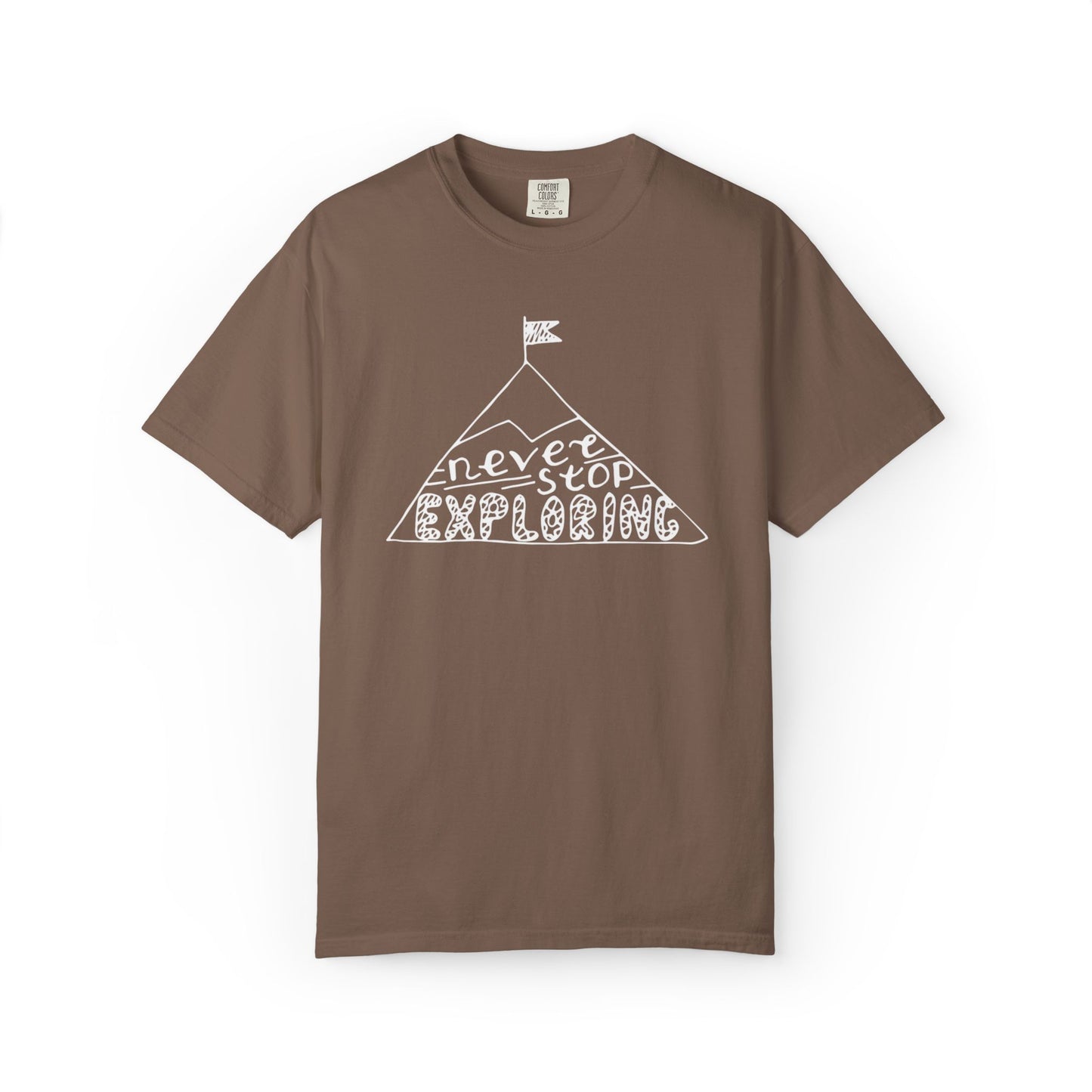Never Stop Exploring Cool Tee Trekking Outdoor Adventure Hiking Nature Lover Rocks Climbing Unisex Heavy Cotton T-Shirt