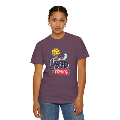 Good Morning Lazy Day Achiever Morning Champion Tee Daily Victory Sleep Defeated Unisex Heavy Cotton T-Shirt