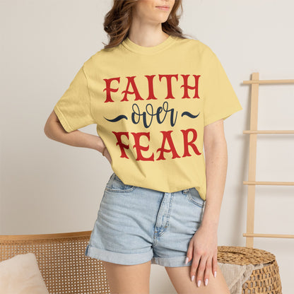 Faith Over Fear Stop Wishing Start Doing Action Goal Setting Modern Tee Achievement Self-Improvement Unisex Heavy Cotton T-Shirt