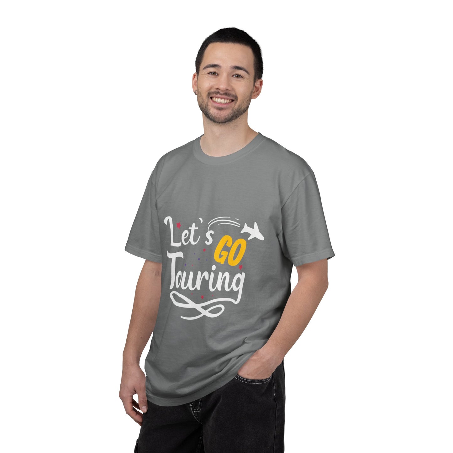 Let’s Go Touring Trendy Tee Travel Addict Exploring Adventurous Tour Lover Tourist Journey Unisex Heavy Cotton T-Shirt
