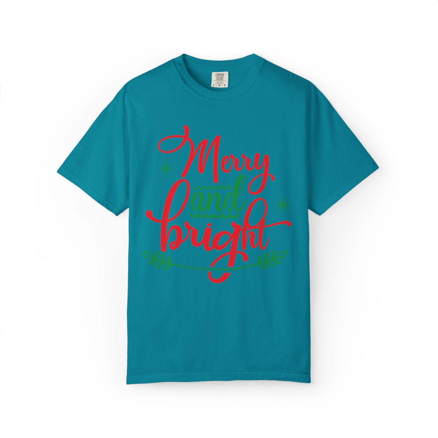Cheerful Merry & Bright Joyful Christmas Time Christmas Lights Merry Christmas Jesus Birth Unisex Heavy Cotton T-Shirt