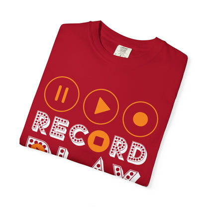 Thrilling Record Play Pause Playback Actions Sound Management Audio Functions Unisex Heavy Cotton T-Shirt