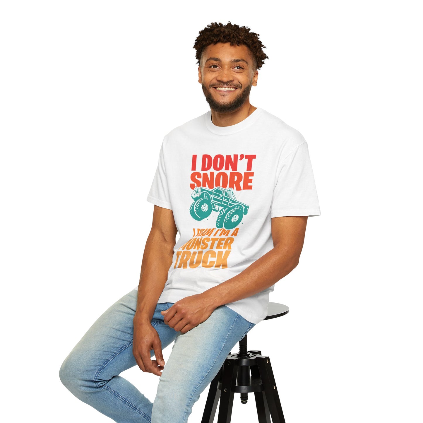 Comic I Don’t Snore I Dream I Am A Monster Truck Heavy-Duty Power Sarcastic Big Wheels Truck Rough & Tough Unisex Heavy Cotton T-Shirt