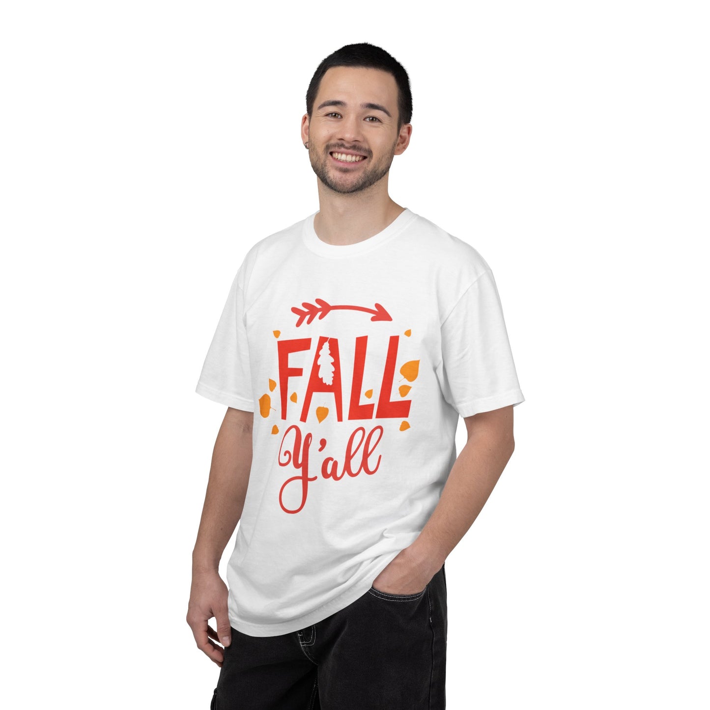 Fall Y’all Breeze Leaves Christmas Tee Jingle Bells Falling Beauty Holiday Spirit Unisex Heavy Cotton T-Shirt