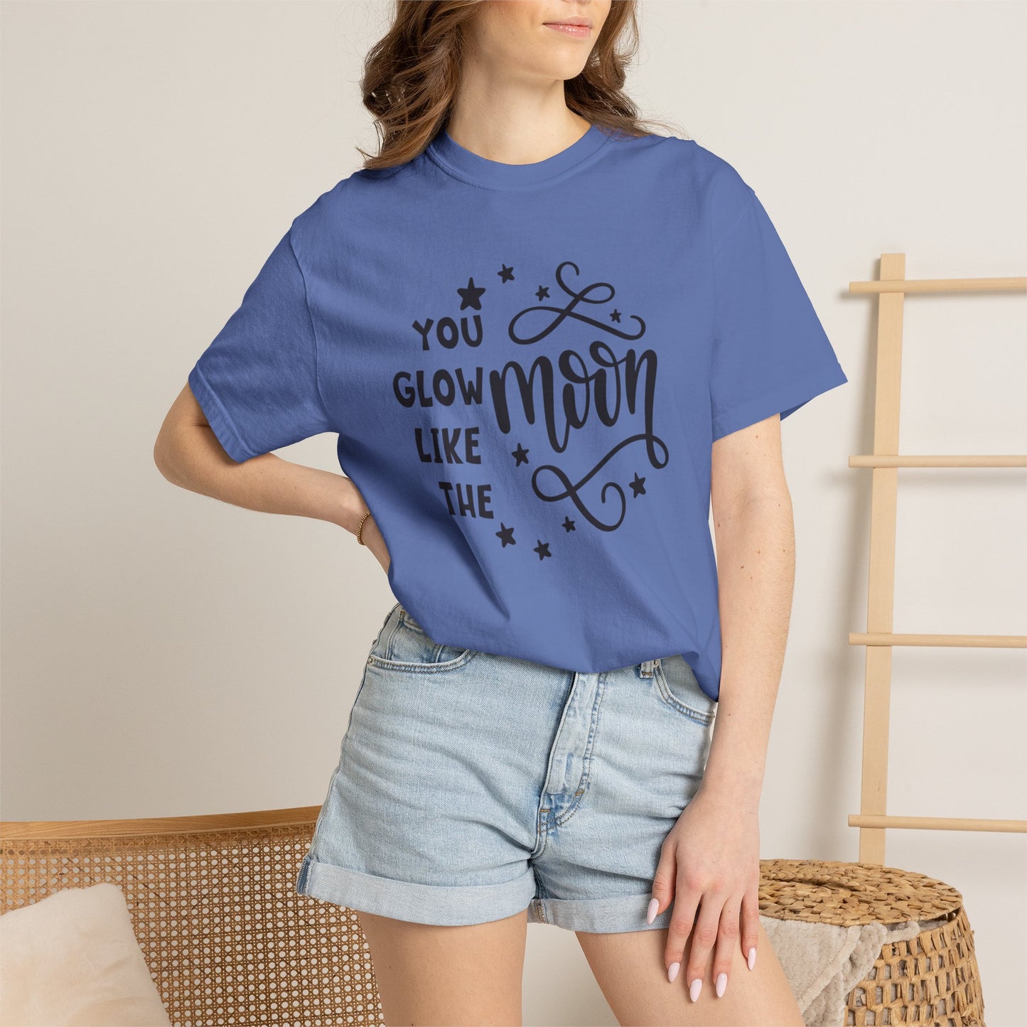 You Glow Like The Moon Inner Beauty Fashion Tee Body Positivity Wellness Forever Young Healthy lifestyle Unisex Heavy Cotton T-Shirt