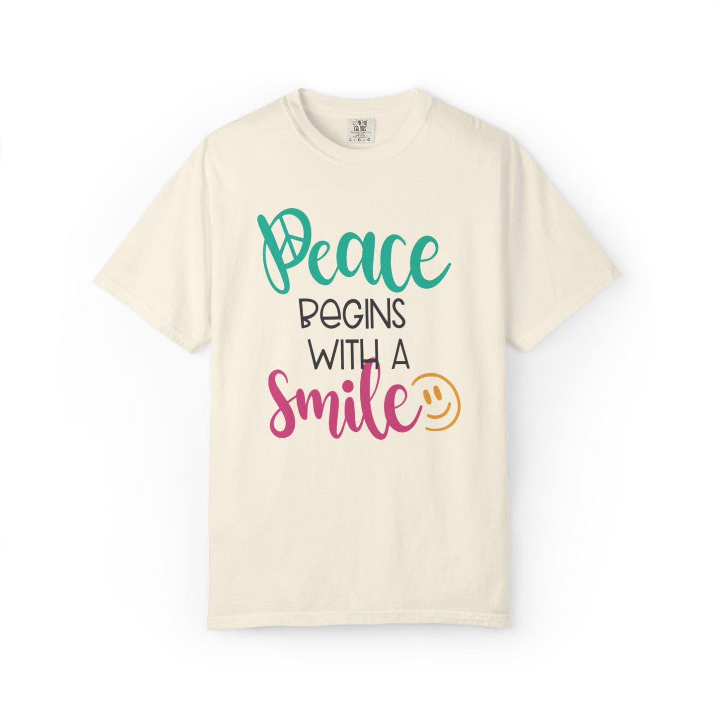 Peace Begins With A Smile Kindness Heartfelt Compliments Tee Thoughtful Gestures Love-Inspiration Unisex Heavy Cotton T-Shirt
