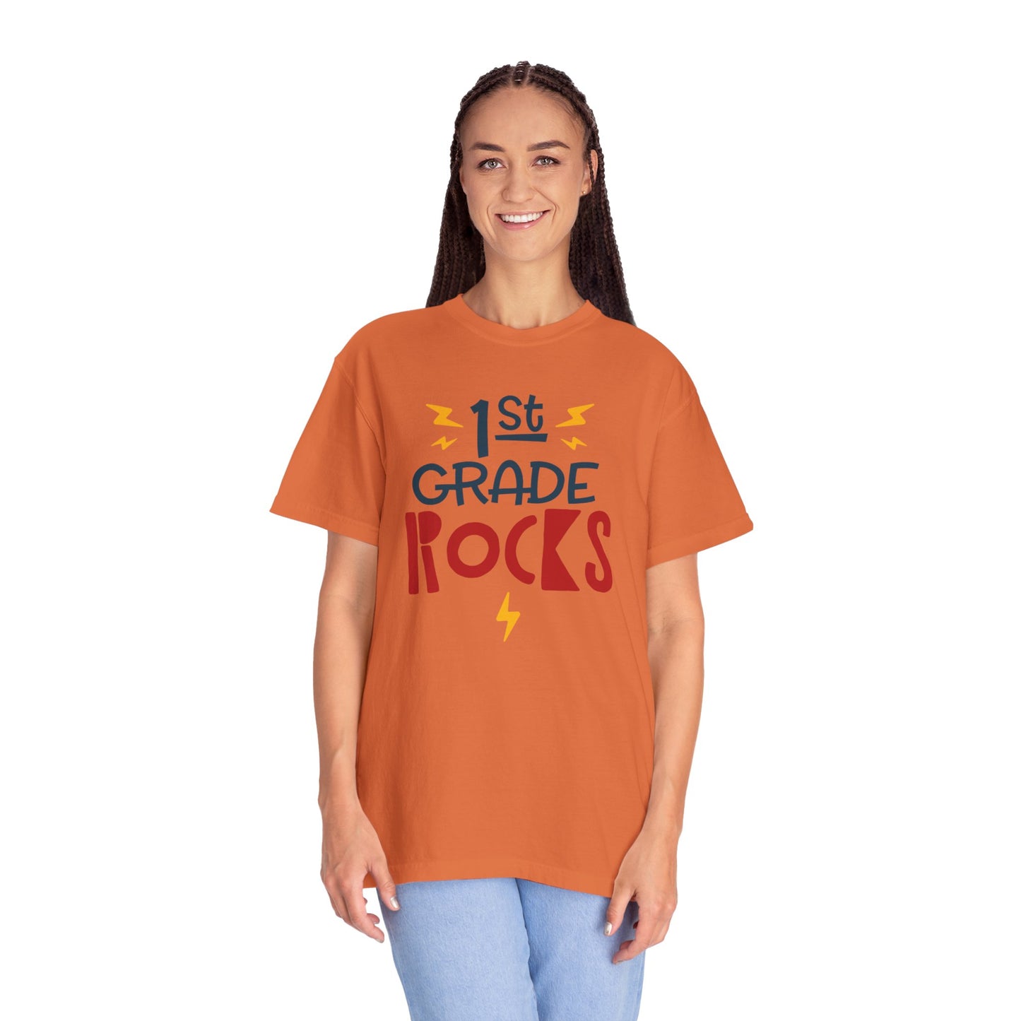 Funny 1st Grade Romeo Learning Legend Super Scholar Junior Geniuses Science Star Student’s Day Unisex Heavy Cotton T-Shirt