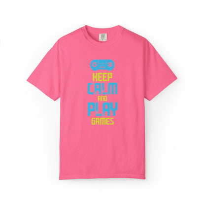 Funny Keep Calm And Play Games Pro Gamer Skills Gaming Mindset Sarcastic Gameplay Optimization Unisex Heavy Cotton T-Shirt