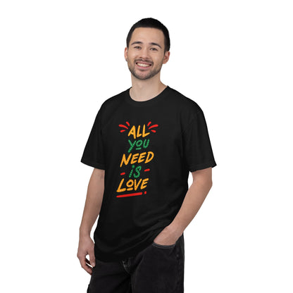 All You Need Is Love T-Shirt — Retro Handwritten Love Graphic Unisex Heavy Cotton T-Shirt