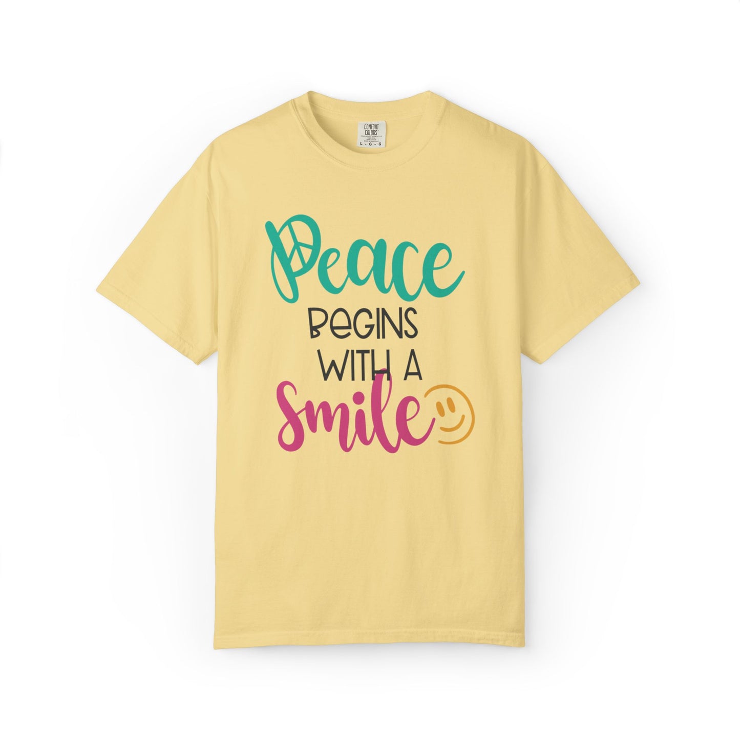 Peace Begins With A Smile Kindness Heartfelt Compliments Tee Thoughtful Gestures Love-Inspiration Unisex Heavy Cotton T-Shirt
