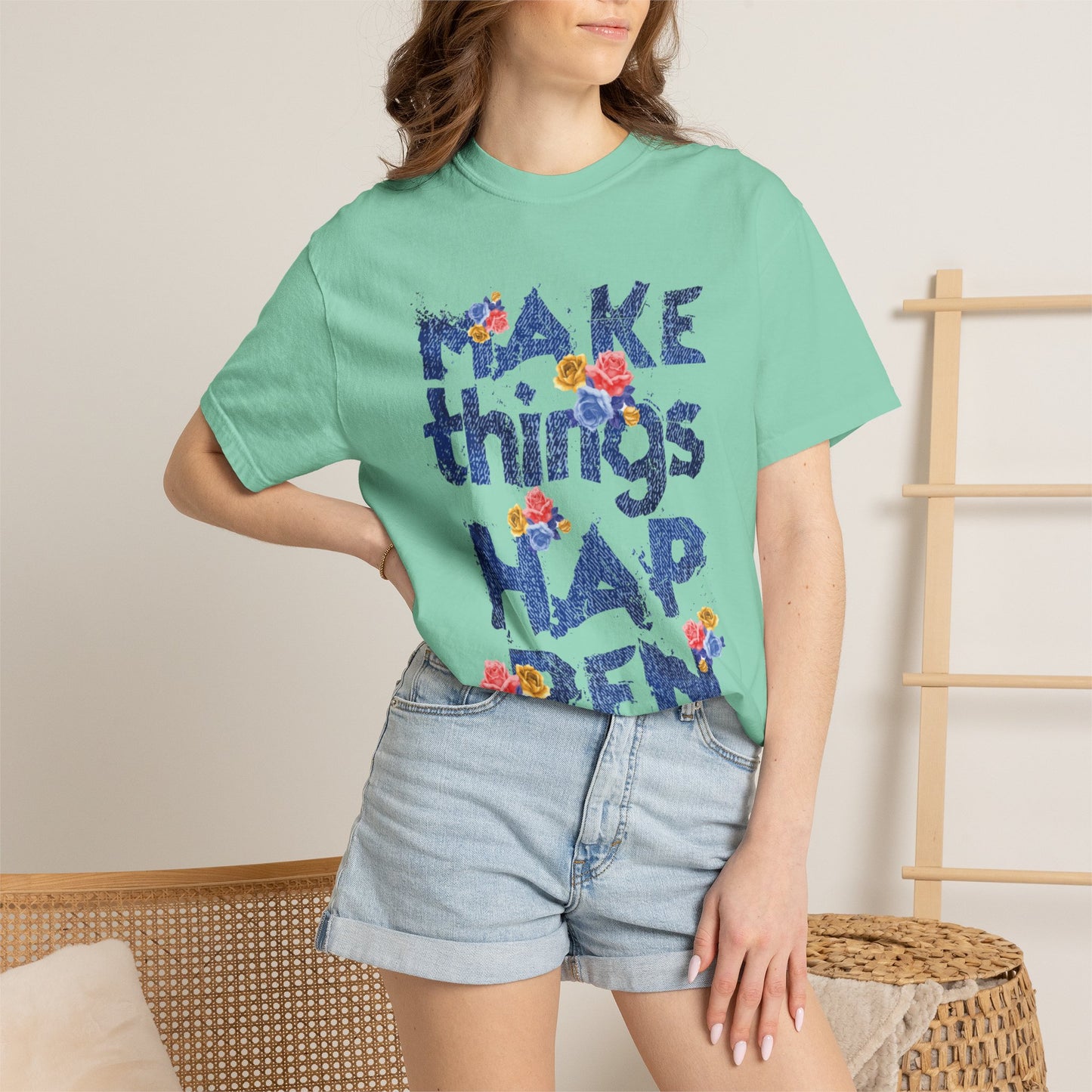 Make Things Happen Positivity Optimism Trendy Tee Mindset Gratitude Empathy Support Courage Unisex Heavy Cotton T-Shirt
