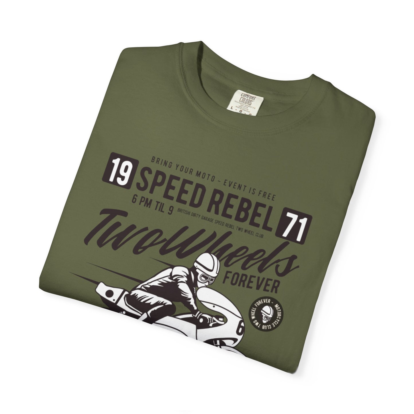 Speed Rebel Two Wheels Custom Engine Club Motorbike Lovers Trendy Tee High-speed Rider Adventure Racer Unisex Heavy Cotton T-Shirt