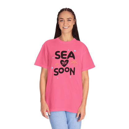 Sea You Soon Sarcastic Tee Ocean Wordplay Seaside Lover Summer Goodbye Ocean Trip Unisex Heavy Cotton T-Shirt
