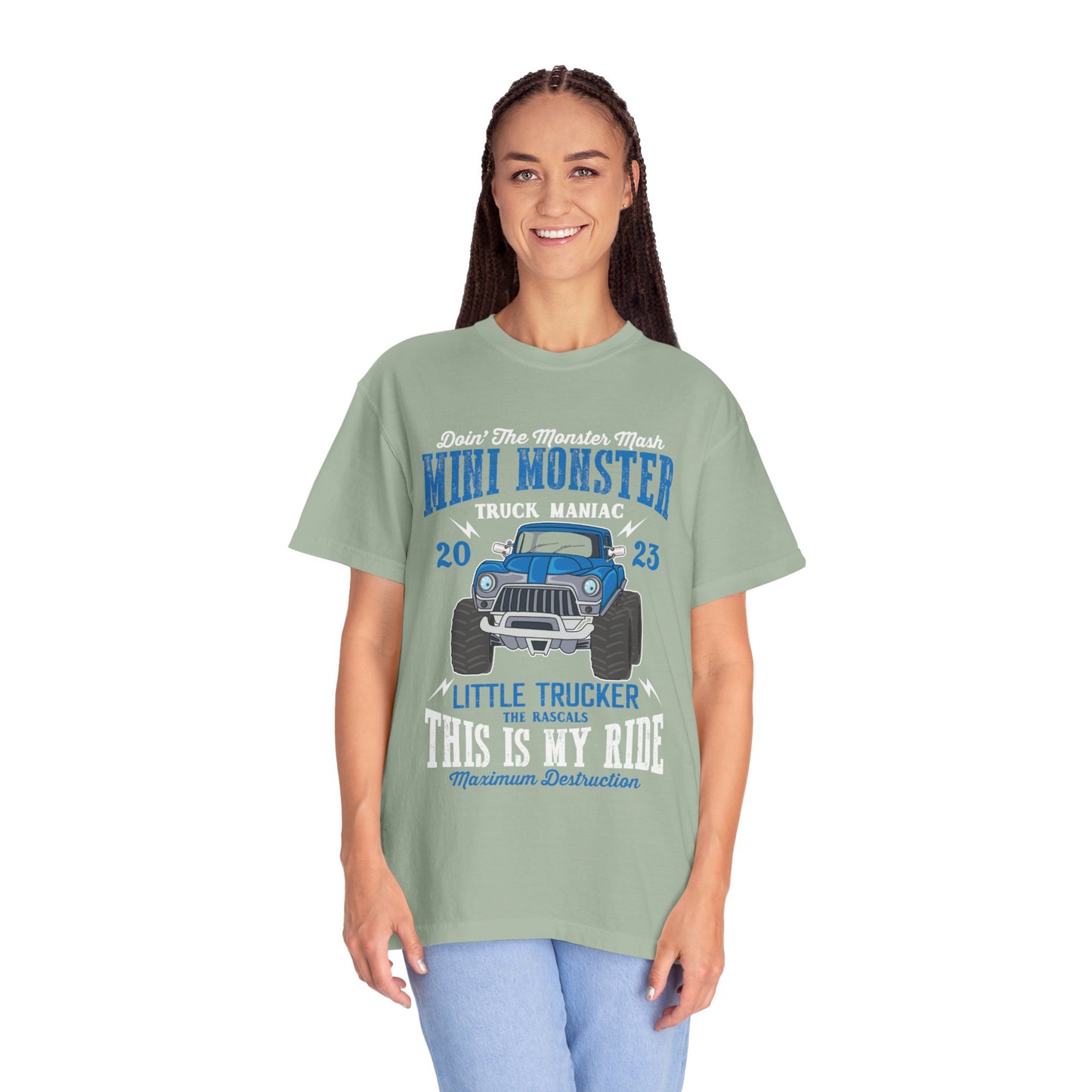 Funny Mini Monster Truck Manic Speed Truck Power Sarcastic Extreme Adventure Four-Wheel Drive Unisex Heavy Cotton T-Shirt