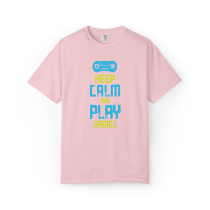 Funny Keep Calm And Play Games Pro Gamer Skills Gaming Mindset Sarcastic Gameplay Optimization Unisex Heavy Cotton T-Shirt