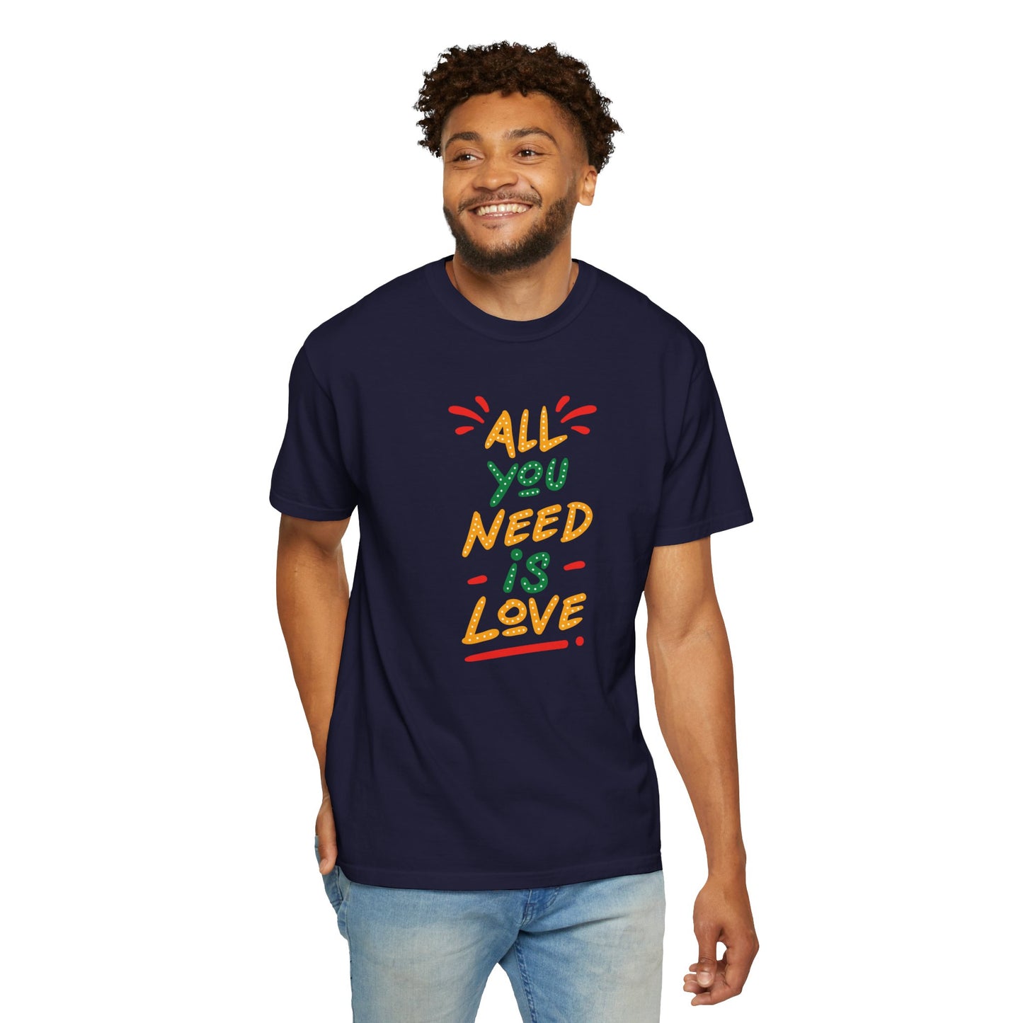 All You Need Is Love T-Shirt — Retro Handwritten Love Graphic Unisex Heavy Cotton T-Shirt