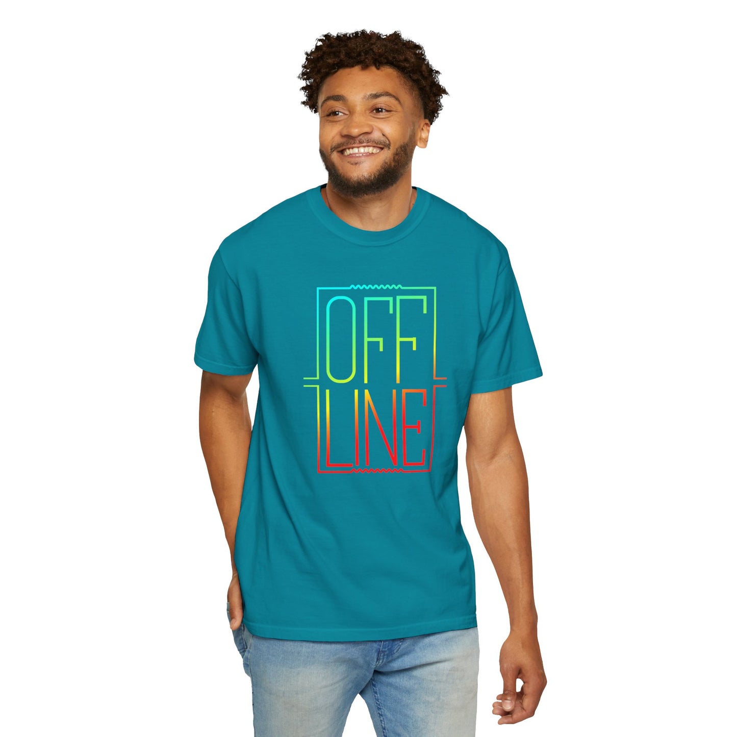 Offline Graphic T-Shirt — Retro Neon Text Tee