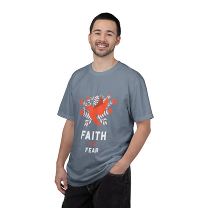 Faith Over Fear Stop Wishing Start Doing Action Goal Setting Modern Tee Achievement Self-Improvement Unisex Heavy Cotton T-Shirt