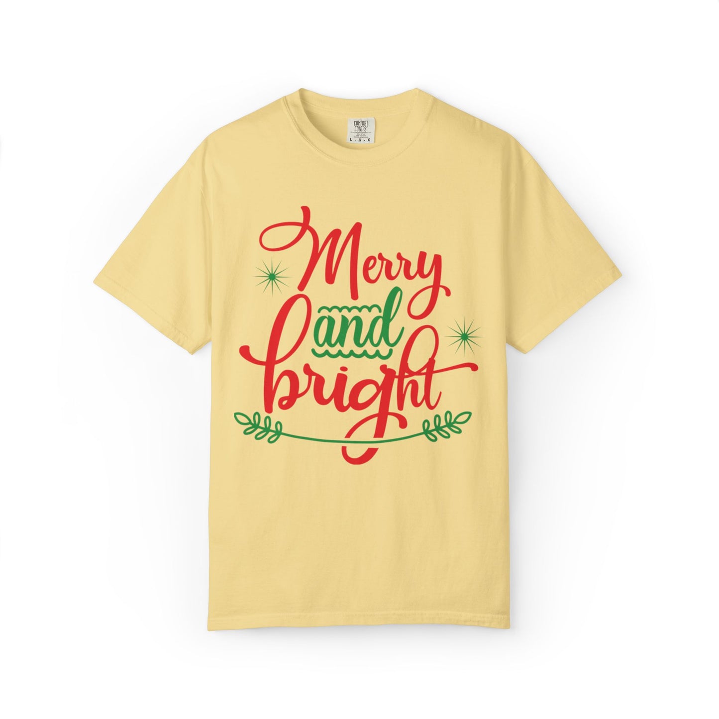 Cheerful Merry & Bright Joyful Christmas Time Christmas Lights Merry Christmas Jesus Birth Unisex Heavy Cotton T-Shirt
