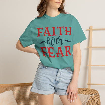 Faith Over Fear Stop Wishing Start Doing Action Goal Setting Modern Tee Achievement Self-Improvement Unisex Heavy Cotton T-Shirt