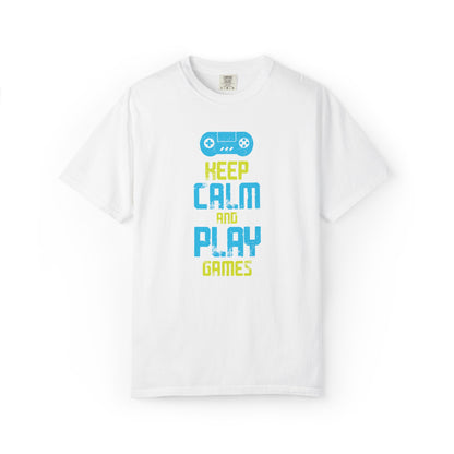 Funny Keep Calm And Play Games Pro Gamer Skills Gaming Mindset Sarcastic Gameplay Optimization Unisex Heavy Cotton T-Shirt