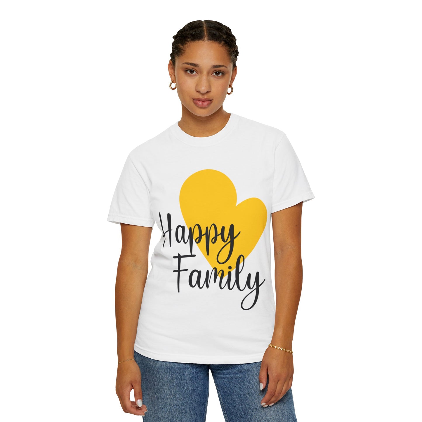 Happy Family Peaceful Paradise Tee Cherished Space Heartfelt Haven Unisex Heavy Cotton T-Shirt