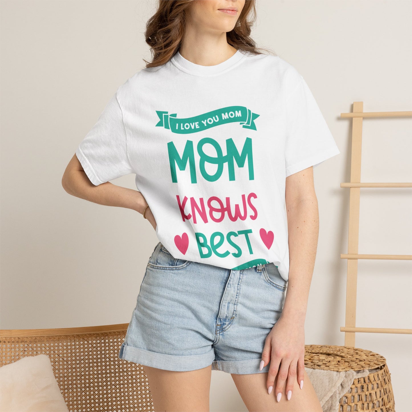 Mom Knows Best Strong Motherhood Heartfelt Guidance Tee Nurturing Knowledge Unisex Heavy Cotton T-Shirt