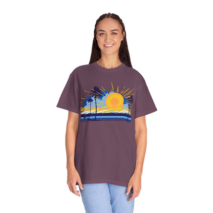 Sunset And Beach Summer Trendy Tee Sunshine Days Ice Cream Summer Camp Beachcombing Anchor Unisex Heavy Cotton T-Shirt