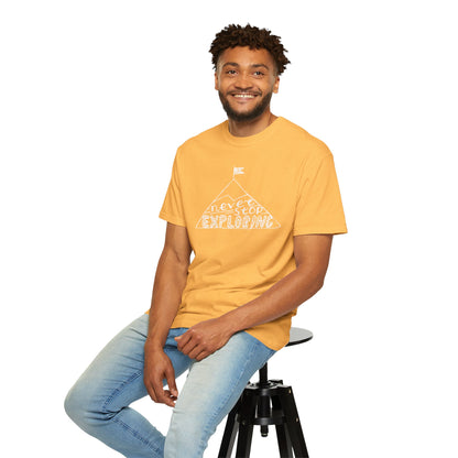Never Stop Exploring Cool Tee Trekking Outdoor Adventure Hiking Nature Lover Rocks Climbing Unisex Heavy Cotton T-Shirt