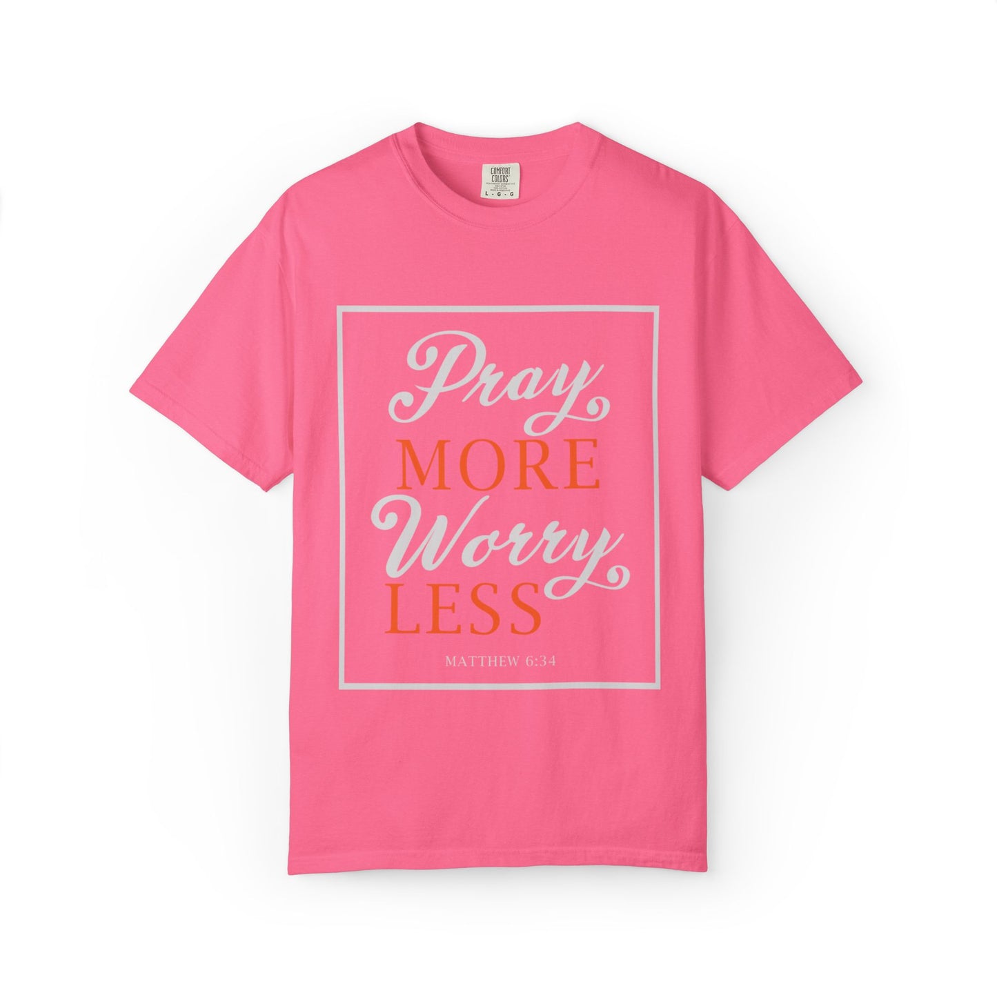 Pray More Worry Less Heavenly Feather White God’s Creation Eternity Tee Purest Being Cross Symbol Unisex Heavy Cotton T-Shirt