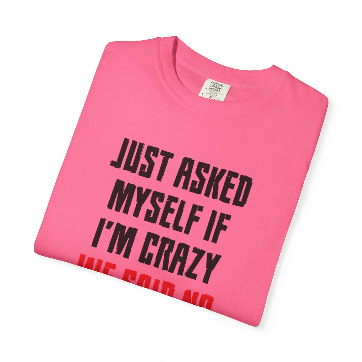 Just Asked Myself If I’M Crazy We Said No Funny Tee Self-Doubt Humourous Mental Stability Sarcastic Unisex Heavy Cotton T-Shirt